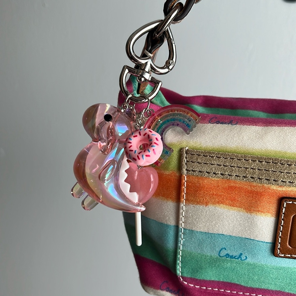 2/$20π Iridescent Pink Dinosaur Keychain with Pink Candy Charms - Picture 3 of 3